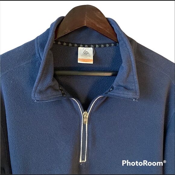 Navy Blue Fleece Pullover with 1/4 Front Zipper - Picture 3 of 4